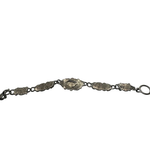 Vintage Ornate Silver Bracelet Decorative Panel Links Adjustable Wristwear - Picture 7 of 7